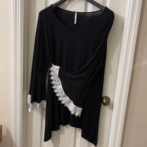 Ladies black with lace bell sleeves
